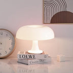 25W White Mushroom Lamp, LED Retro Table Lamp with 3 Color Temperatures and 4 Bulbs, Mid Century Modern Nightstand Light for Bedroom, Living Room, Office Aesthetic Decor, US Plug Powered, E14 Sockets