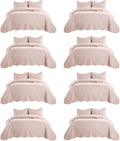 IR Imperial Rooms 8 Pack California King Quilt Bedding Set (118"x106") - Bulk Wholesale for Hotels, Guest Bedroom & Airbnbs - Lightweight Microfiber Reversible Embossed Quilts Bedspread (Peach)