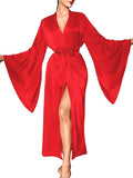 ChiaoLezhee Satin Long Robe For Women, Soft Lightweight Silk, Bride Wedding Night, Bridal Bathrobe Sexy Bathrobes Bridesmaid