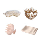 Holler And Glow Bedtime Basics Accessories Valentine's Day Set, Limited Edition, Sleep Eye Mask, Silk Scrunchie, Hair Growth Scalp Massager, Satin Pillowcase, Beauty Sleep For Women, 4 Piece Gift Set
