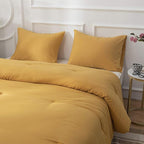 Cottonight Mustard Yellow Comforter Sets Queen Dark Yellow Comforter Full Lightweight Cozy Mustard Bedding Comforter Sets Ginger Yellow Blanket Quilts Soft Comfy for Women Men Adults Teens