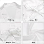 Women's Short Satin Robes Silky Bathrobe Bridesmaid Sleepwear for Wedding Party Getting Ready Solid Color