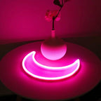 YAOZHOU LED Pink Moon Neon Light, Cute Neon Moon Sign,Christmas Room Decor Battery or USB Powered 5V Art LED Decorative Lights Night Lights Indoor for Home, Bedroom, Office,Dorm,Party (Pink Moon)