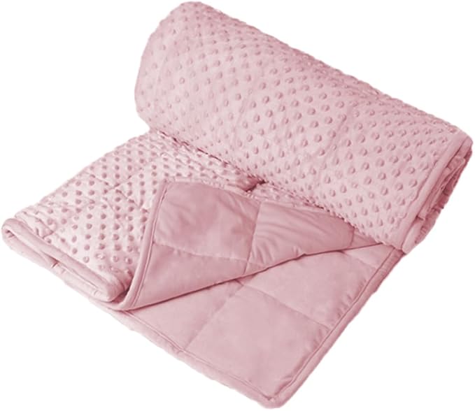 ALANSMA Reversible Weighted Blanket for All Season, Luxury Velvet, Warm and Cool, Adult Kids 15Lb Weighted Blanket, Enjoy Sleeping Anywhere(Pink,60"x80" 15lbs)