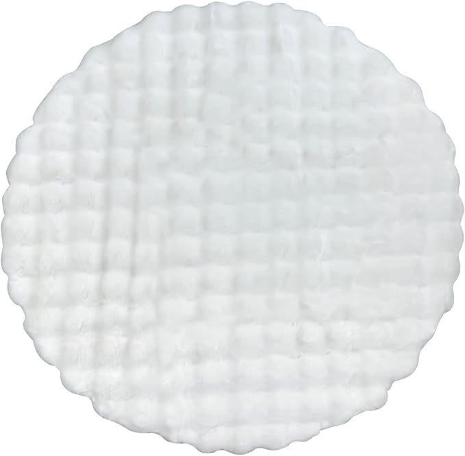 ABREEZE Faux Rabbit Fur Rug 4FT, White Fluffy Soft Area Rug Round Fuzzy Carpet for Living Room, Bedroom, Machine Washable Shaggy Nursery Rug