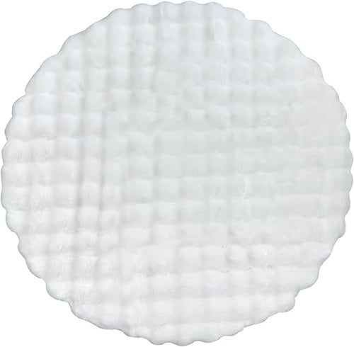 ABREEZE Faux Rabbit Fur Rug 4FT, White Fluffy Soft Area Rug Round Fuzzy Carpet for Living Room, Bedroom, Machine Washable Shaggy Nursery Rug