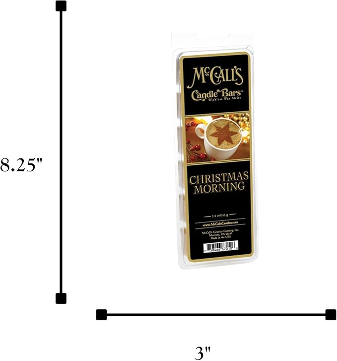 McCall’s Candles | Christmas Morning | Scented Wax Melt | Cinnamon, Clove, Vanilla, Apple & Orange Zest | 6-Piece Break-Apart Bar | 12–24 Hours Per Wedge | Poured in the USA | 5.5 oz