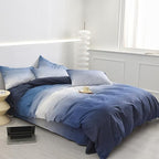 CLOTHKNOW Blue White Full Size Comforter Set 3Pcs Blue Gradient Bedding Sets Soft All Season Comforters with 2 x Pillow Cases