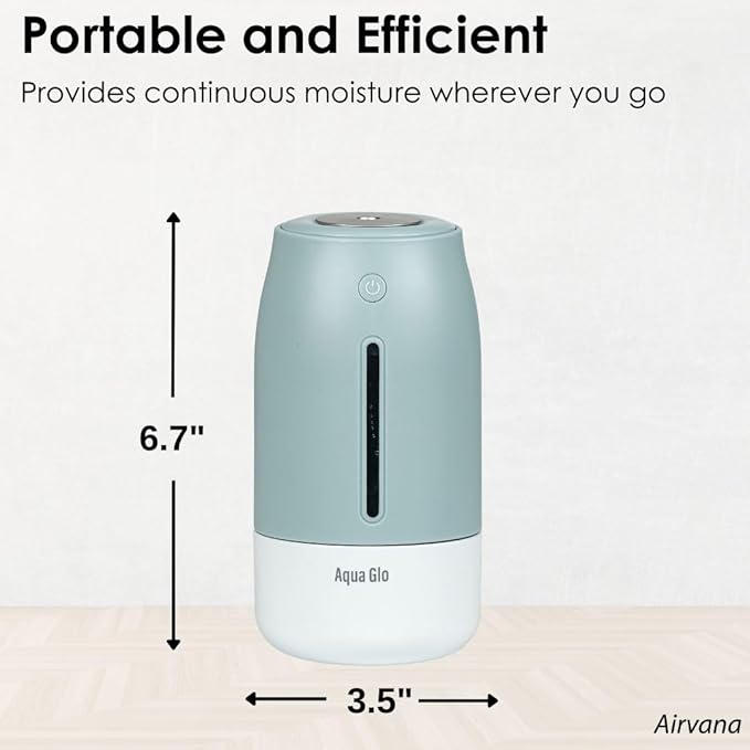 AG250HUM-V2-C Personal, Portable Humidifier – Ultrasonic Cool Mist Output with Built In Rechargeable Battery – Up to 5 Hours of Use - Charcoal