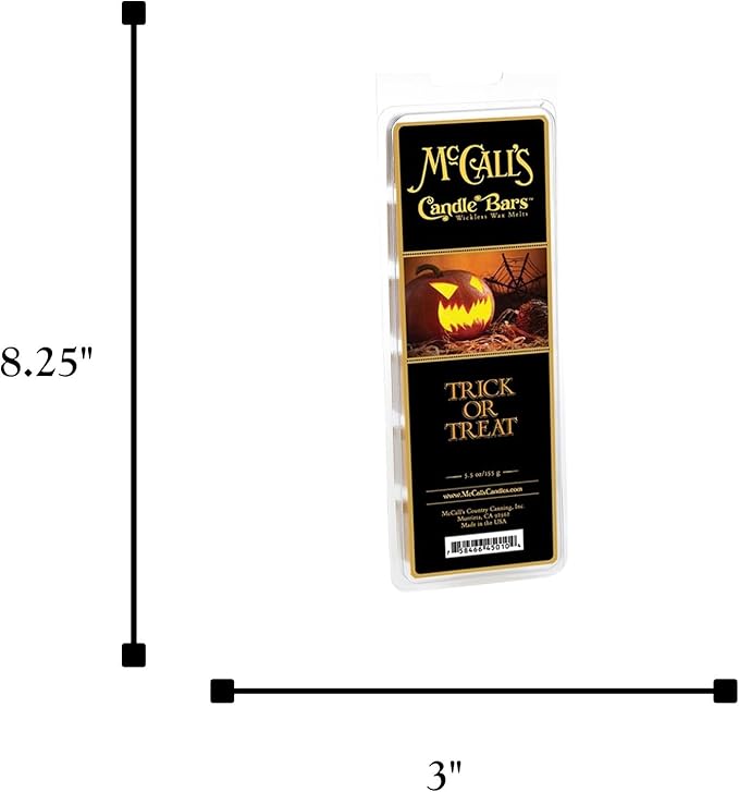 McCall’s Candles | Trick Or Treat | Scented Wax Melt | Candied Pumpkin, Spiced Sugar & Fall Treats | 6-Piece Break-Apart Bar | 12–24 Hours Per Wedge | Poured in the USA | 5.5 oz