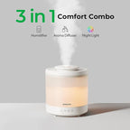 Homvana Small Humidifiers for Bedroom - 2 Packs 1.5L Cool Mist Top Fill Humidifier for Baby Nursery, Essential Oil Diffuser, 3 in 1 for Home Plants Offices and Grow Tents, 7 Color Lights, Ultrasonic