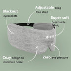 ALASKA BEAR Sleep Headphone Mask Bluetooth 5.2 HD Stereo Noise Reduction 3D Eye Mask for Sleeping Eye Contour Built-in Mask w/Thin Speakers Wireless Audio Sports Headgear(Gray)