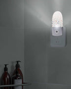 Night Light Plug into Wall, Spring Summer Purple Peach Orange Floral Flowers Leaves Country Beige Popsicle Shape Night Light LED Nightlight with Light Sensors for Kids Bedroom Hallway