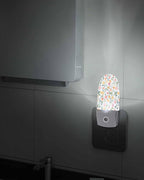 Summer Watercolor Peach Orange Leaf Night Light Plug into Wall, Farmhouse Fruit Plant Popsicle Shape Night Light Nightlight with Light Sensors for Kids Bedroom Hallway