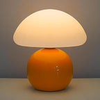 Cute Small Mushroom Lamp, PE Lampshade, Ceramic Base, Adjustable Light Color and Brightness with Power-Off Memory, Safe USB Powered, LED Mushroom Light for Bedroom Living Room (Orange)