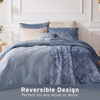 Intelligent Design King Comforter Set, Velvet Comforter Set , Luxury Diamond Quilting Comforter Set, Fluffy Comforter Bed Set with Decorative Pillowand 2 Shams, 4 Piece Blue, King/ Cal King