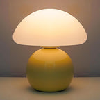Cute Small Mushroom Lamp, PE Lampshade, Ceramic Base, Adjustable Light Color and Brightness with Power-Off Memory, Safe USB Powered, LED Mushroom Light for Bedroom Living Room (Yellow)