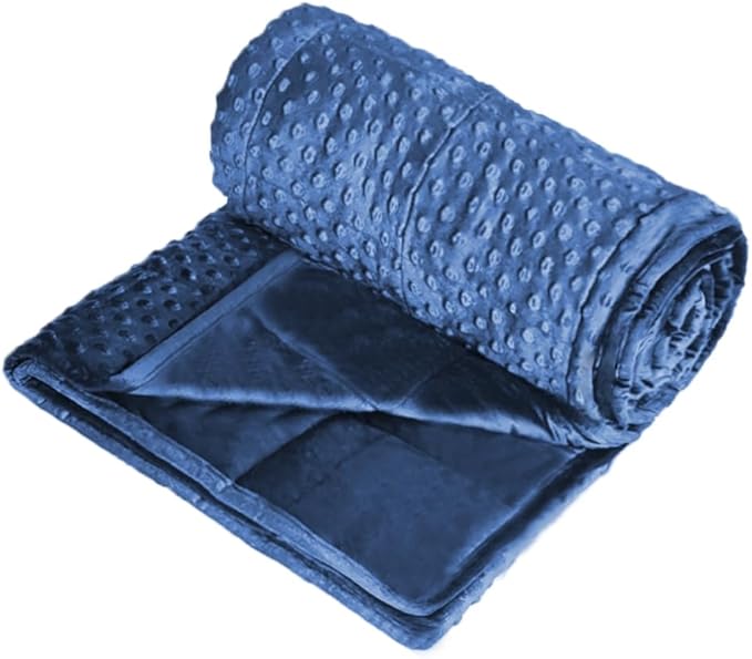 ALANSMA Reversible Weighted Blanket for All Season, Luxury Velvet, Warm and Cool, Adult 5Lb Blue Weighted Blanket, Enjoy Sleeping Anywhere(Blue,35"x48" 5.5lbs)