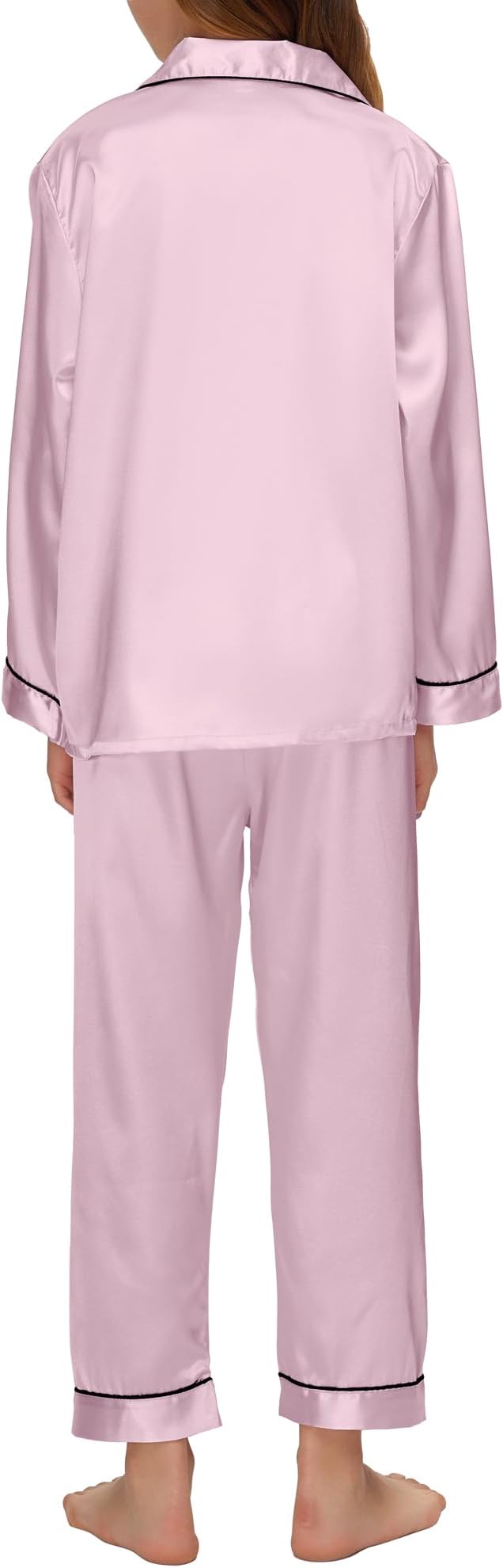 EPLAZA Kids Satin Pajamas Sets Girls Boys Button-Down Silky Pajamas Sleepwear with Hairband Eye Mask Hair Tie