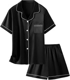 Girls & Womens Satin Pajamas Set, Silk Button-Down Sleepwear 2 Piece Nightwear, 3 Years - Women XXL