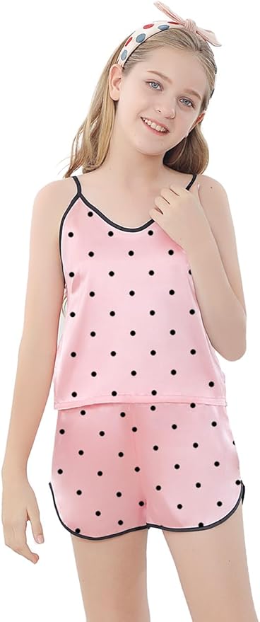 Girls & Women Silk Pajamas Set Satin Camisole Sleepwear 2 Piece Pjs, 3 Years - Women XXL