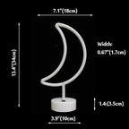 LED Moon Neon Signs, Crescent Night Lights Ramadan Decor USB Battery Operated Moon Lamp for Birthday Party, Wedding, Halloween, Christmas Decorations-Holder Base(Warm White)