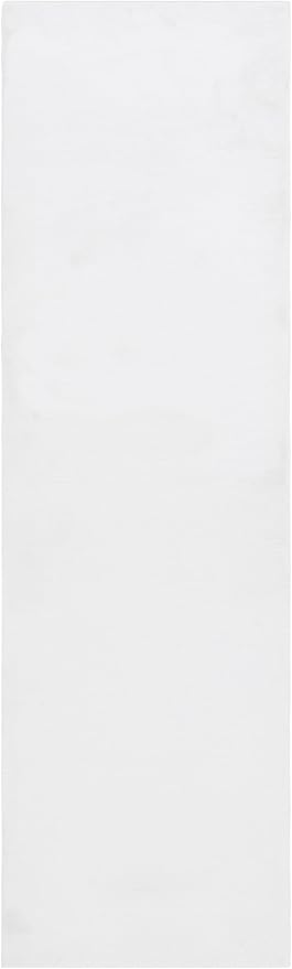 SAFAVIEH Washable Rug Faux Rabbit Fur Shag Collection - 2'3" x 8' Runner, Ivory, Slip Resistant & Easy Cleaning, Ideal for Living Room, Hallway, Foyer, Nursery, Bedroom, Boys & Girls Room (FRF100A)