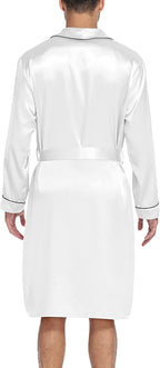 SWOMOG Men's Satin Robe Silky Kimono Bathrobe with Shorts Set Lightweight Soft Loungewear Nightwear