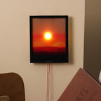 Creative Sunset Wall Lamp, Wall Decoration Art, Rechargeable Sunset Projection Lamp with Lift Control, Wall-Mounted Sunrise to Sunsets Atmosphere Light for Bedroom Living Room Party (8.6 x 10.6″)