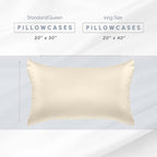 Elegant Comfort 2-Pack Cooling Viscose Satin Pillowcase Set with Hidden Zipper Closure, Silky Smooth for Best Hair and Skin Care-Beautiful Gift Box-2-Piece Satin Pillowcase Set, King, Cream