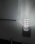 Night Light Plug into Wall, Lines Stripes Simple Art Buffalo Check Texture Peach Black White Popsicle Shape Night Light LED Nightlight with Light Sensors for Kids Bedroom Hallway