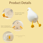 Cute Lying Flat Duck Night Light, 3 Level Dimmable Nursery Nightlight, Kawaii Lamps Squishy Silicone Light Up Duck, Rechargeable Touch Lamp, Best Gift for Kids Adults Room Decor
