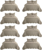 IR Imperial Rooms 8 Pack Quilt King Size Bedding (106" x 96") - Bulk Wholesale for Hotels, Guest Bedroom & Airbnbs - Lightweight Microfiber Reversible Embossed Quilts Bedspread (Beige)