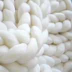 Chunky Knit Blanket Hand Made Merino Wool Throw Boho Bedroom Sofa Home Decor Giant Yarn(White 40"x60")