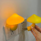 Sensor LED Mushroom Night Light - Plug-in Wall Energy Saving Dream Bed Room Nightlight for Kids Adults Cute Mushroom Lamp Cottagecore Decor for Bedroom, Bathroom, Stairs, Hallway Corridor, Warm Yellow
