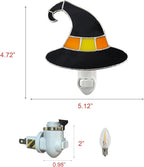 CHEZBABY Stained Glass Night Light Plug into Wall Lamp Decorative Accent Nightlight for Hallway Bedroom Bathroom Kitchen Home Halloween Décor(Witch Hat Yellow)