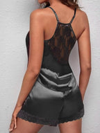 Ekouaer Satin Pajamas Women Lace Sleepwear Lingerie Cami Shorts Set Nightwear XS-XXL