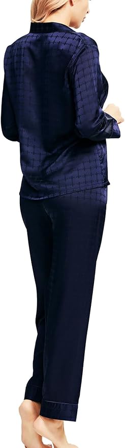 SIHA Satin Silk Pajamas for Women Pajama Set With Long Sleeve Button-Down Satin Pajamas Sleepwear XS-3XL