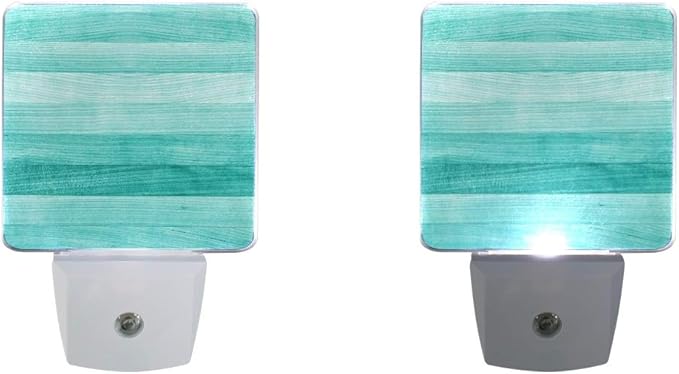 Plug in Night Light Lamp, Teal Turquoise Green Wood Dusk to Dawn Sensor LED Nightlight Smart Automatically Lights Bedroom, Bathroom, Kitchen, Hallway, Stairs, Energy