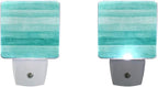 Plug in Night Light Lamp, Teal Turquoise Green Wood Dusk to Dawn Sensor LED Nightlight Smart Automatically Lights Bedroom, Bathroom, Kitchen, Hallway, Stairs, Energy
