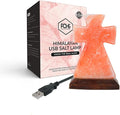 POHS Himalayan USB Mini Salt Lamp, 7 Color Changing LED Bulb, Hand Crafted Crystal Rock Salt Night Light for Home Decor, Desk, and Gift | Premium Quality Wood Base and USB Cable (Cross)