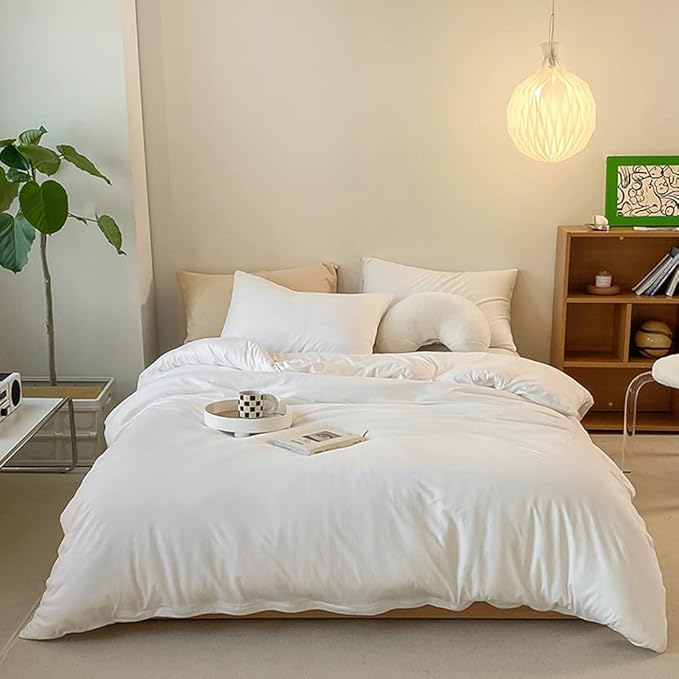 CLOTHKNOW White Comforter Set Twin/Twin XL 3Pcs White Bedding Sets Soft Bed Comforter Sets with 2 x Pillow Cases