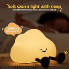 S NMT Cute Cloud Night Light Silicone Nursery USB Rechargeable Christmas Sleeping Bedside Lamp Touch Sensor Nightlights for Bedroom