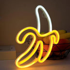 GUOCHENG Banana Neon Sign, Banana Shaped LED Night Light Battery&USB Power Hanging Neon Decor for Wall Bedroom Baby Room Christmas Party(Hanging)