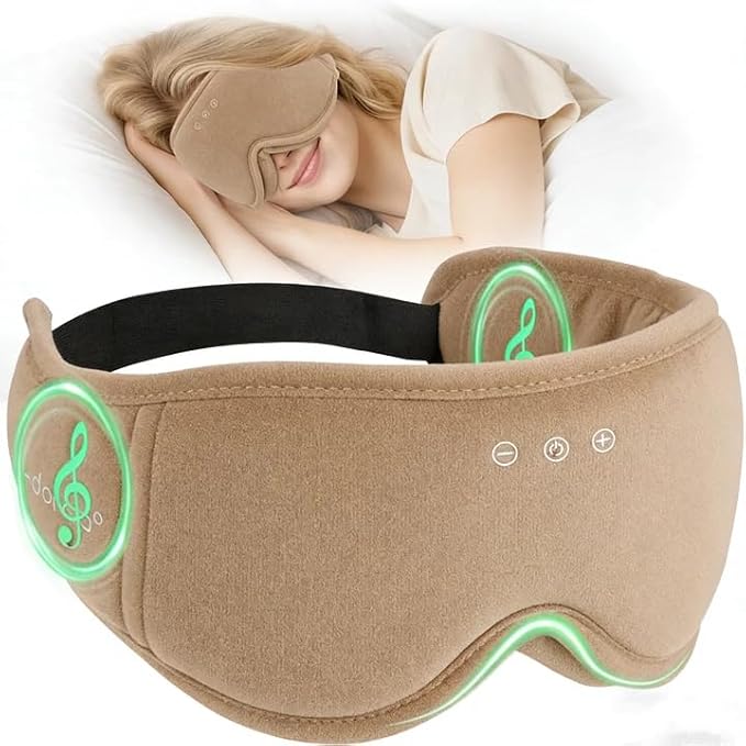 Sleep Mask with Headphones Bluetooth 5.4，LC-dolida 2025 New 3D Bluetooth Sleep Mask Headphones with Soft Bamboo Cotton for Side Sleepers Women Men, Sustainable Luxury for Better Sleep