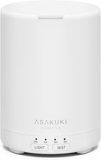 ASAKUKI Essential Oil Diffuser for Home, 300 ml Humidifier with Automatic Shut-Off, Quiet Aromatherapy Diffuser with 7 LED Lights for Living Room, Kitchen, Bedroom, Hotel - Pure White