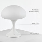 MAGCHARM Mushroom Lamp, 5W LED Cordless Rechargeable Table Lamp with Glass Shade, Small Retro Dimmable Touch Light with 3 Color Temps, Aesthetic Mid Century Bedside Light for Bedroom Ambient, White