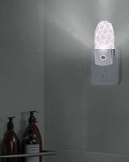Night Light Plug into Wall, Merry Xmas Winter Bright Red Peach Snowflakes Retro Watercolor White Popsicle Shape Night Light LED Nightlight with Light Sensors for Kids Bedroom Hallway