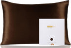 ZIMASILK 100% Pure Mulberry Silk Pillowcase for Hair and Skin Health,Soft and Smooth,Both Sides Premium Grade 6A Silk,600 Thread Count,with Hidden Zipper,1pc (King 20''x36'',Chocolate)