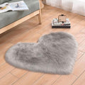 Faux Fur Sheepskin Heart Shaped Area Rugs, 16"x20" Luxurious Wool Love Floor Carpets Bathroom Non-Slip Mat for Home Decor Nursery Living Room Bedroom Pet Kids and Baby Room (Light Grey)